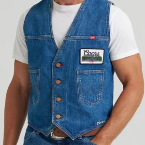 Rodeo Cowboy Coors Western Blue Denim Vest