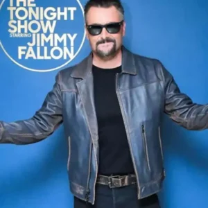 The Tonight Show S12 Eric Church Blue Leather Jacket